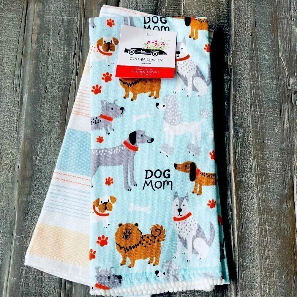 Cynthia Rowley “Dog Mom” Kitchen Dish Towels Set